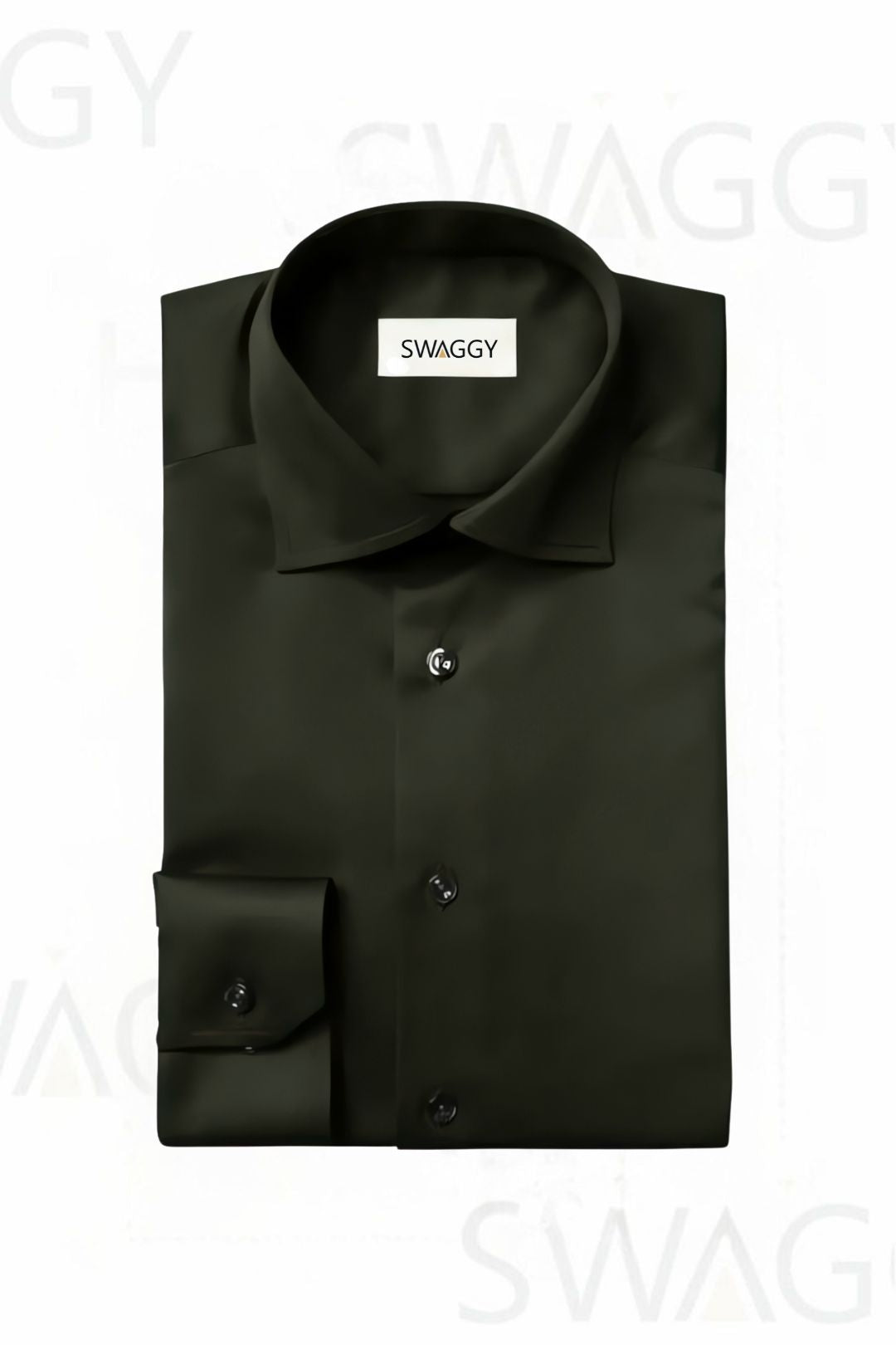 Olive Green Plain Formal Shirt