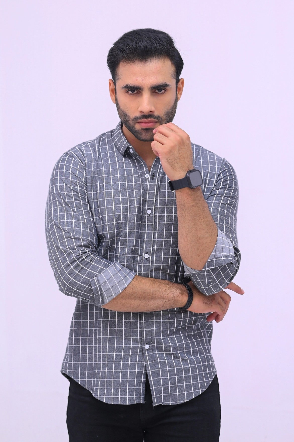 Black Check Boxes Casual Shirt