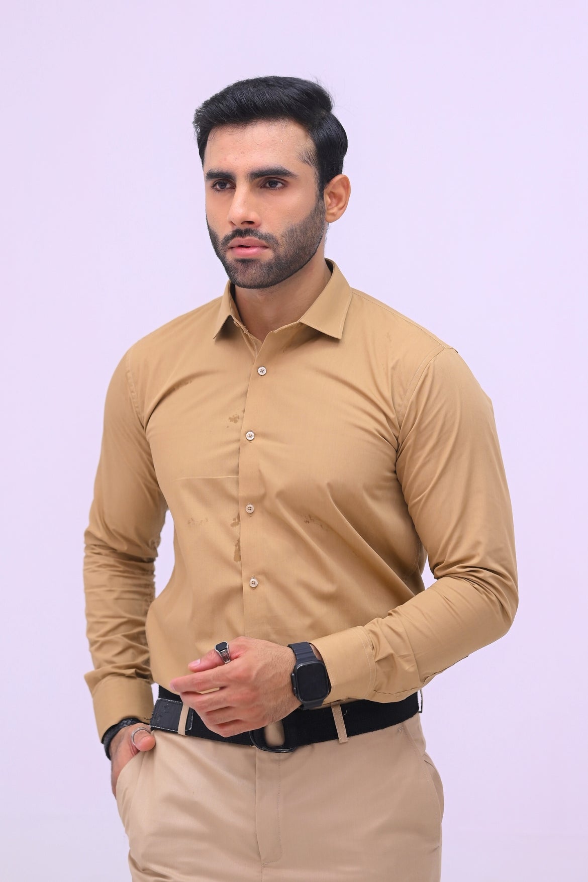 Camel Brown Plain Formal Shirt