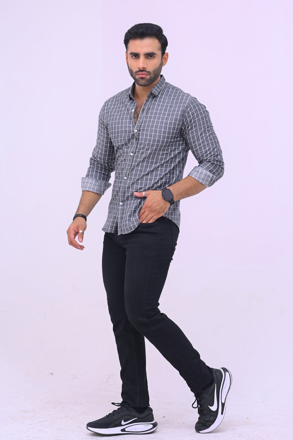 Black Check Boxes Casual Shirt