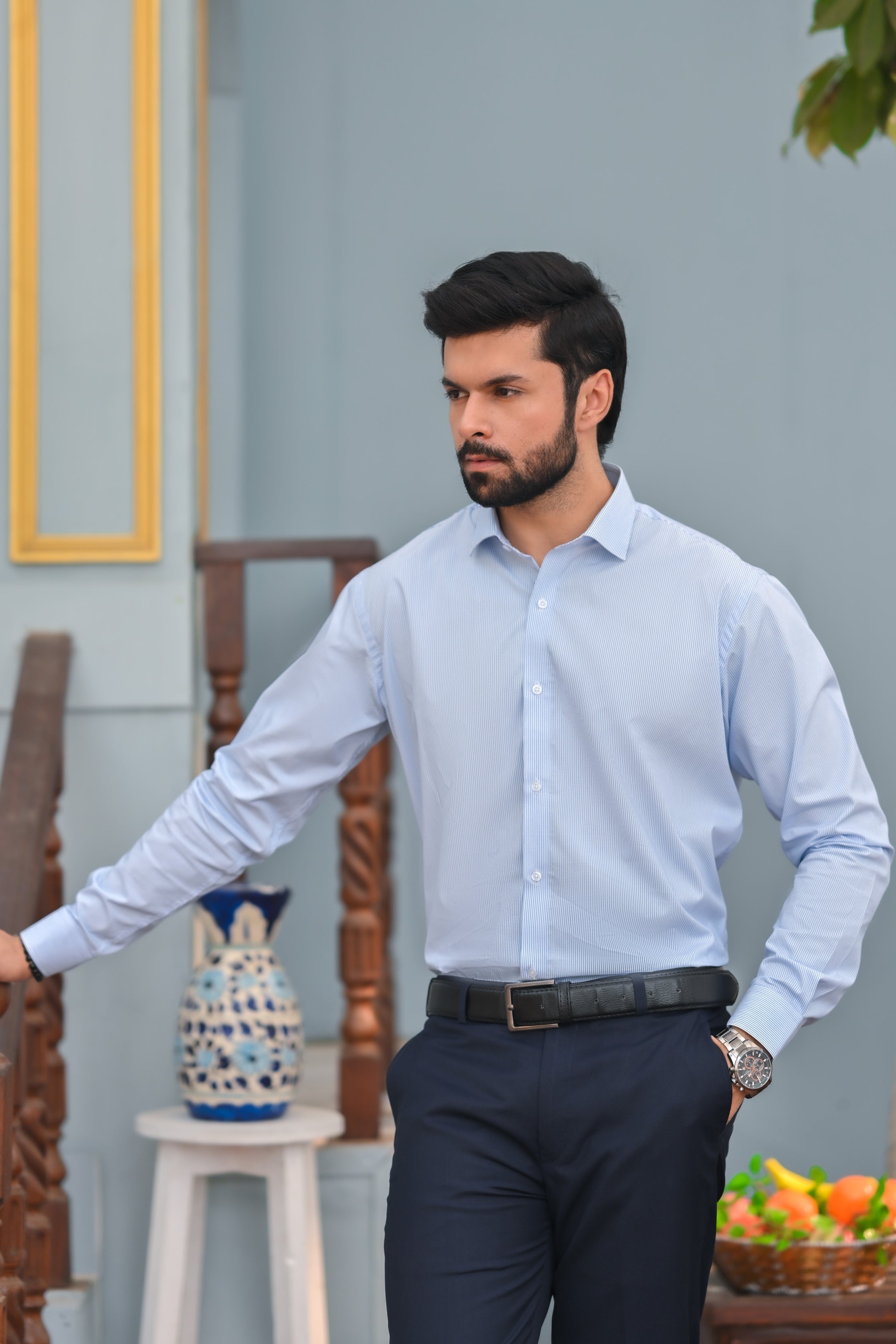 Skyline Slim Blue lining Formal Shirt