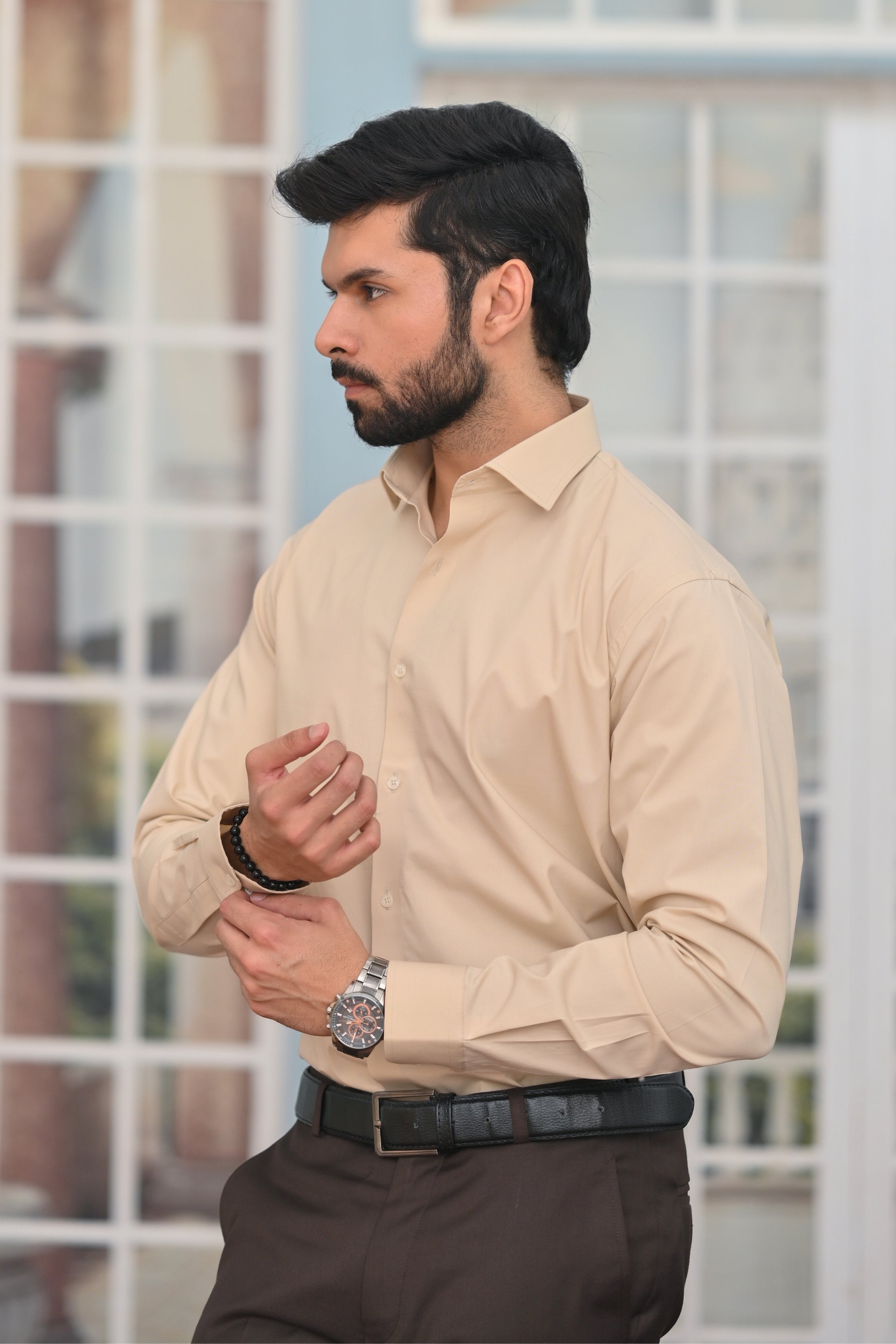 Dessert Brown Plain Formal Shirt