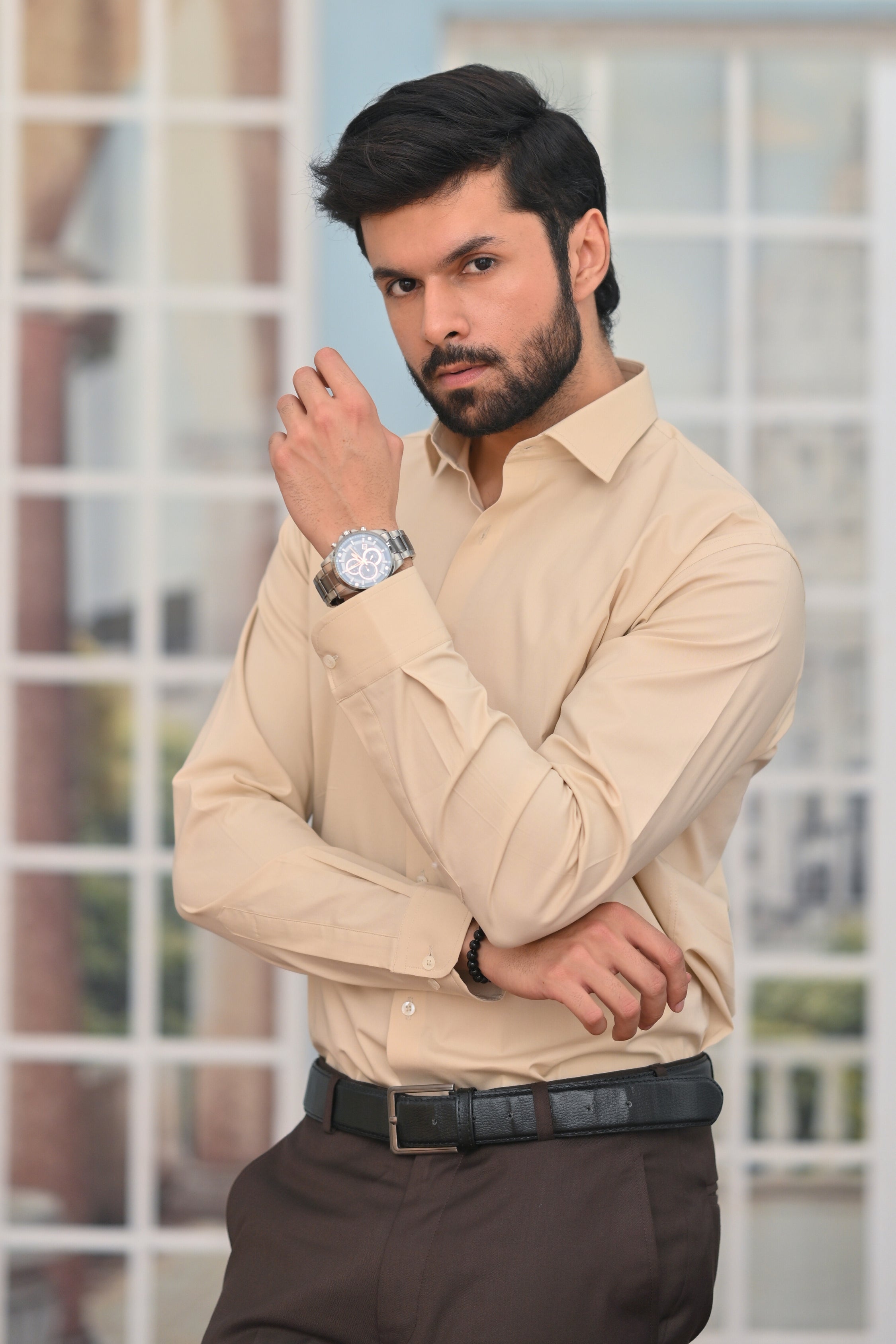 Dessert Brown Plain Formal Shirt