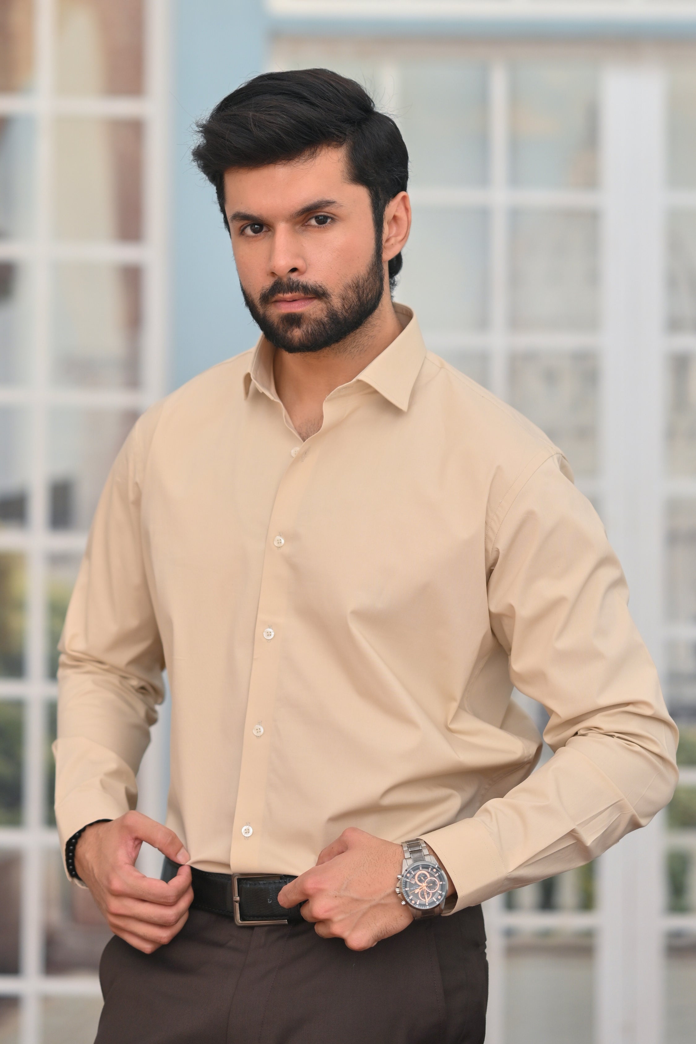 Dessert Brown Plain Formal Shirt
