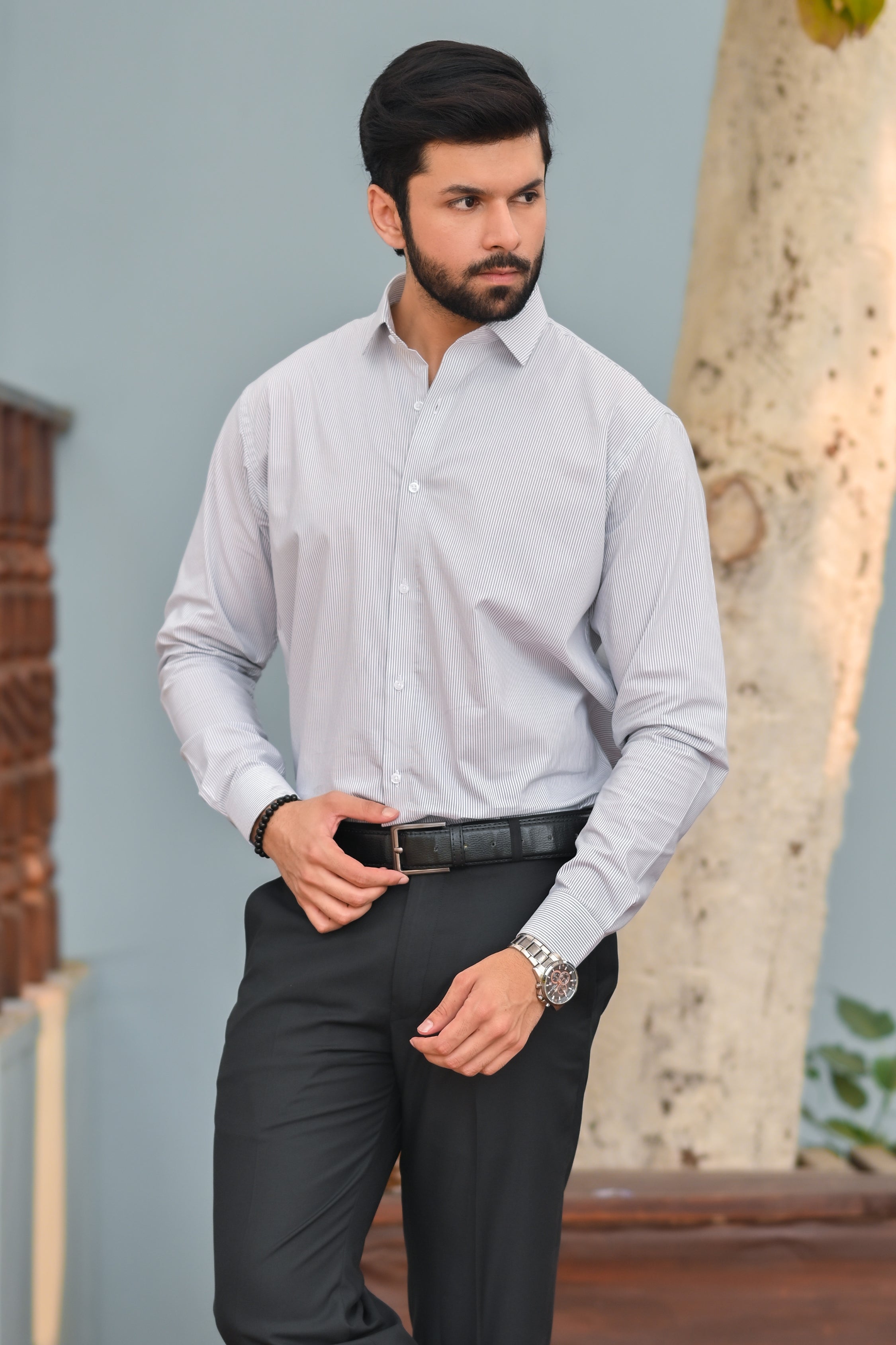 Grey Slim lining Formal Shirt