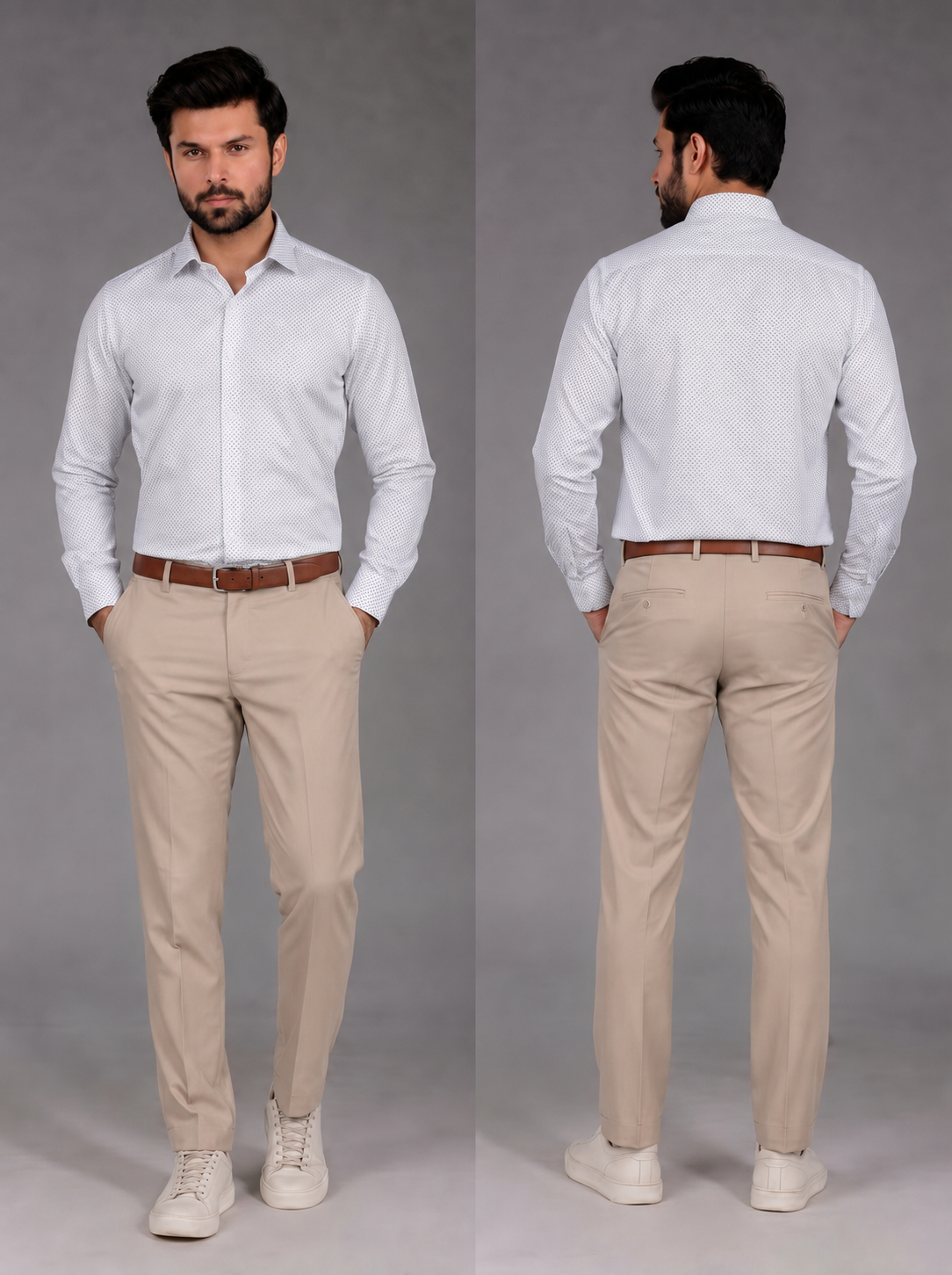 White Doted Dress Shirt
