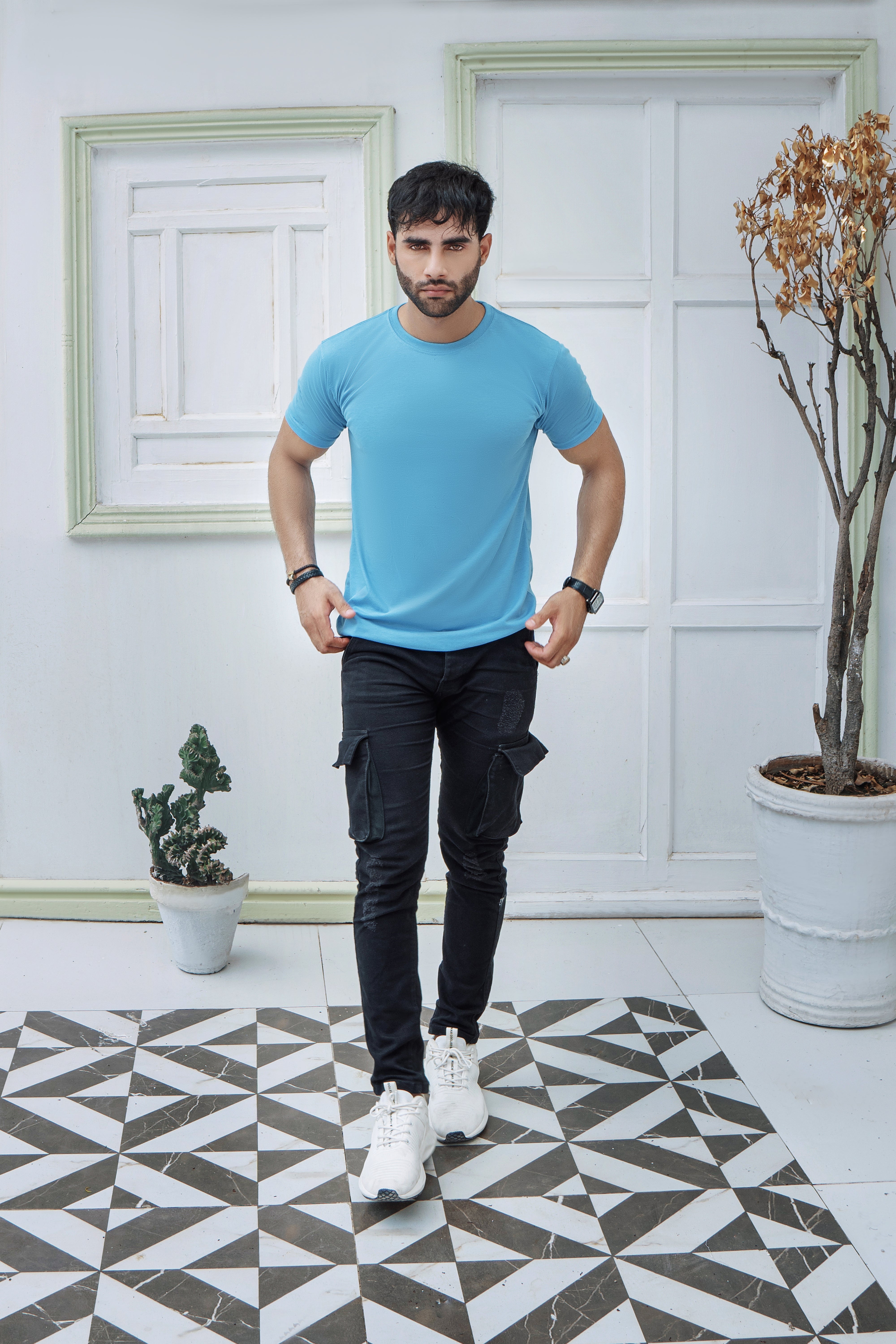 Blue Slim-Fit Men's T,Shirt