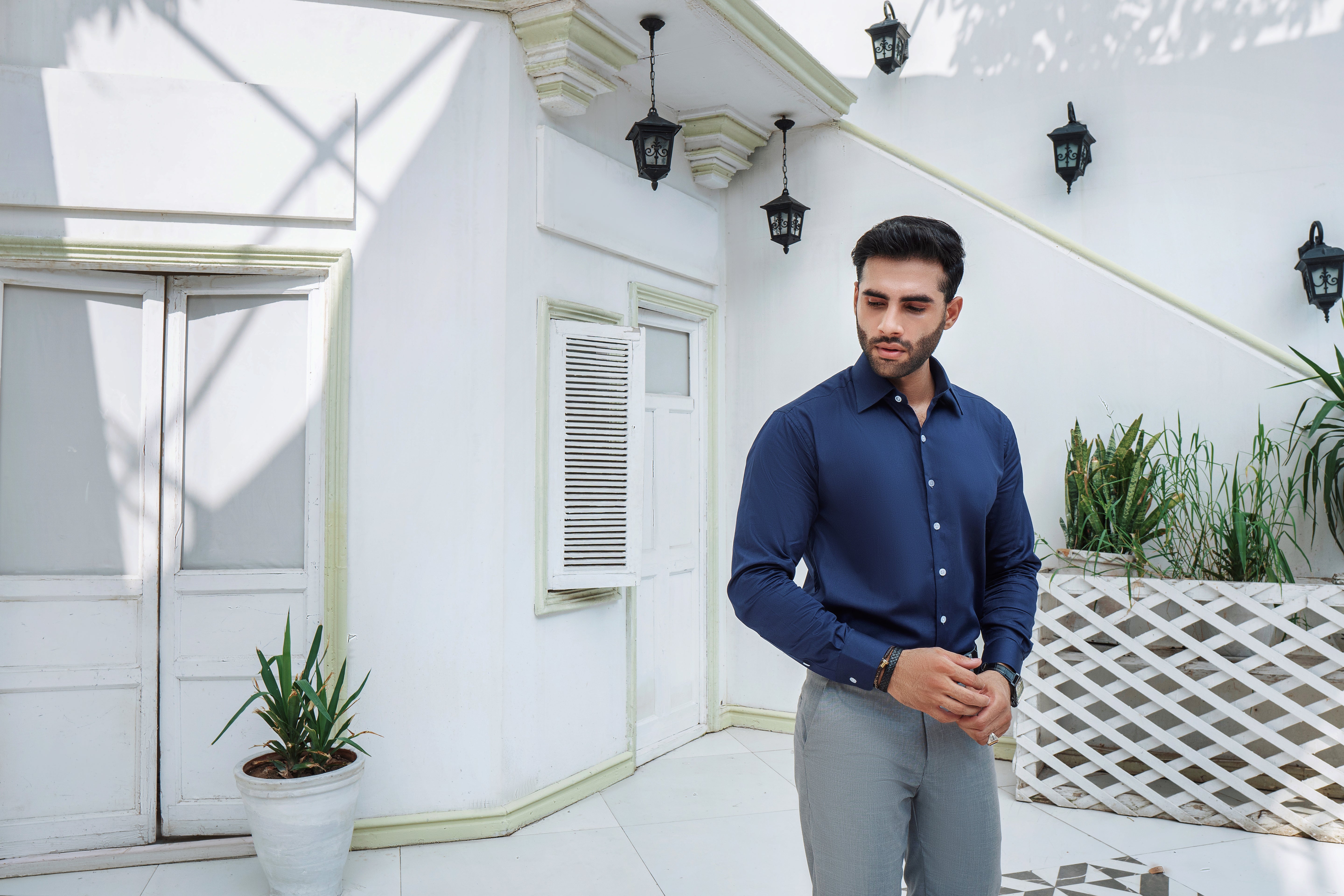 Royal indigo Plain Formal Shirt