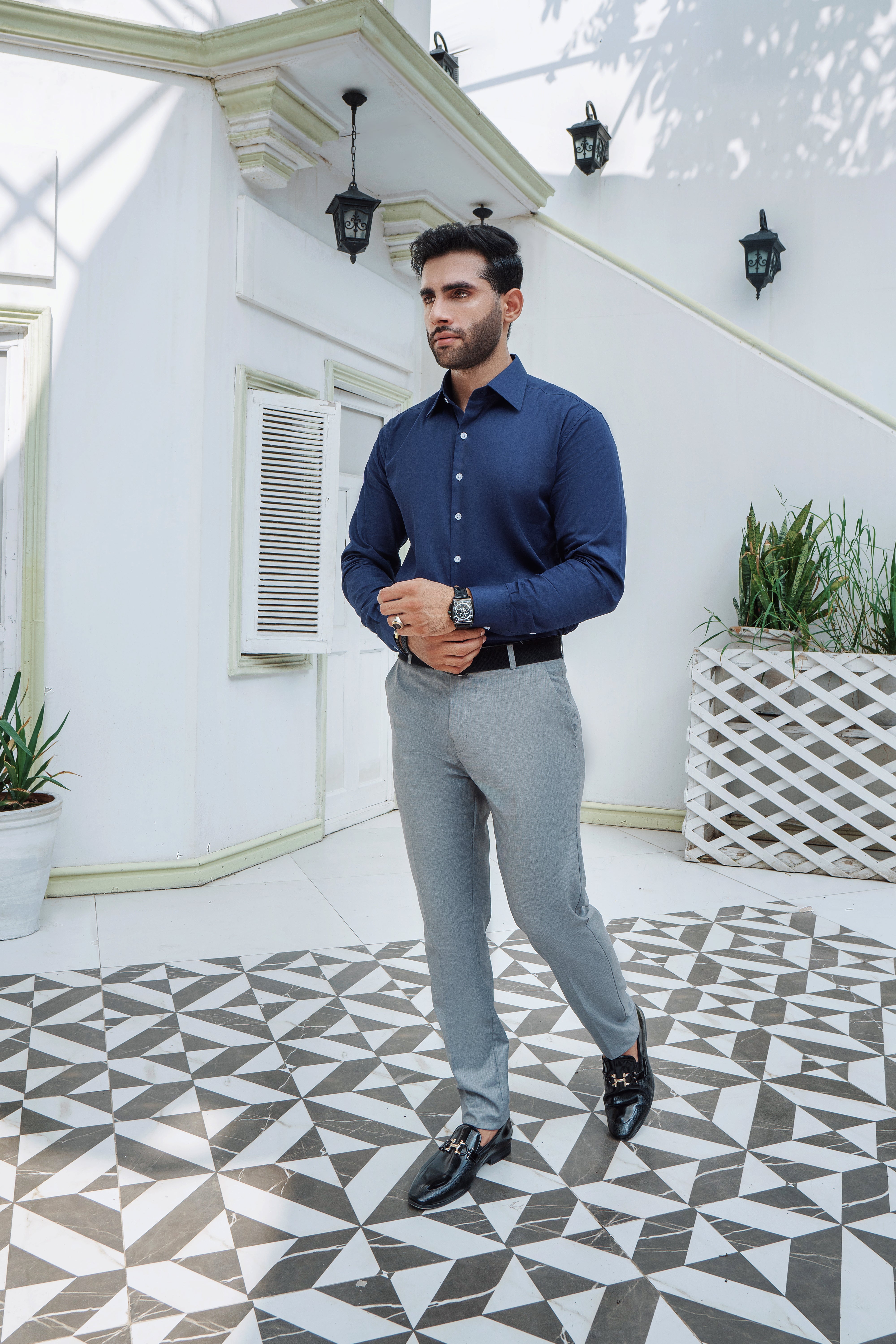 Royal indigo Plain Formal Shirt