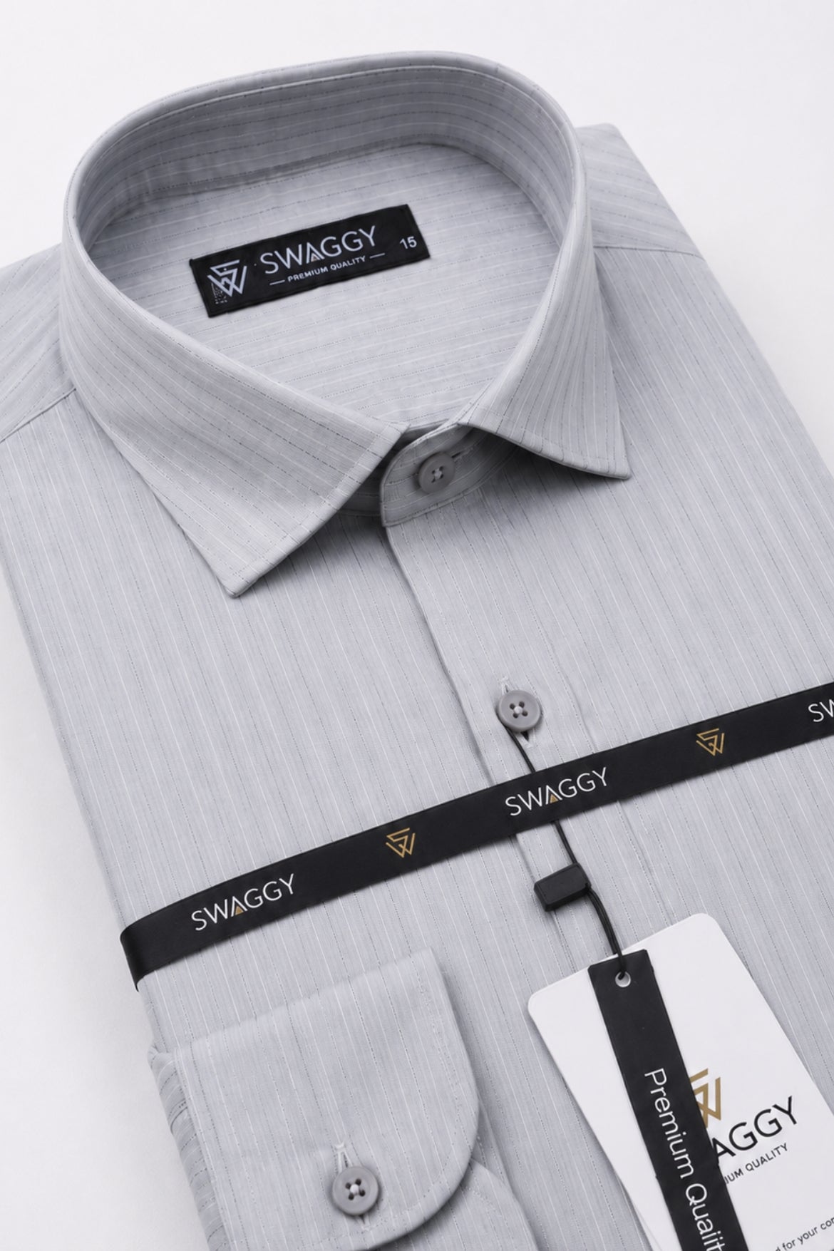 Grey Striped Dress Shirt