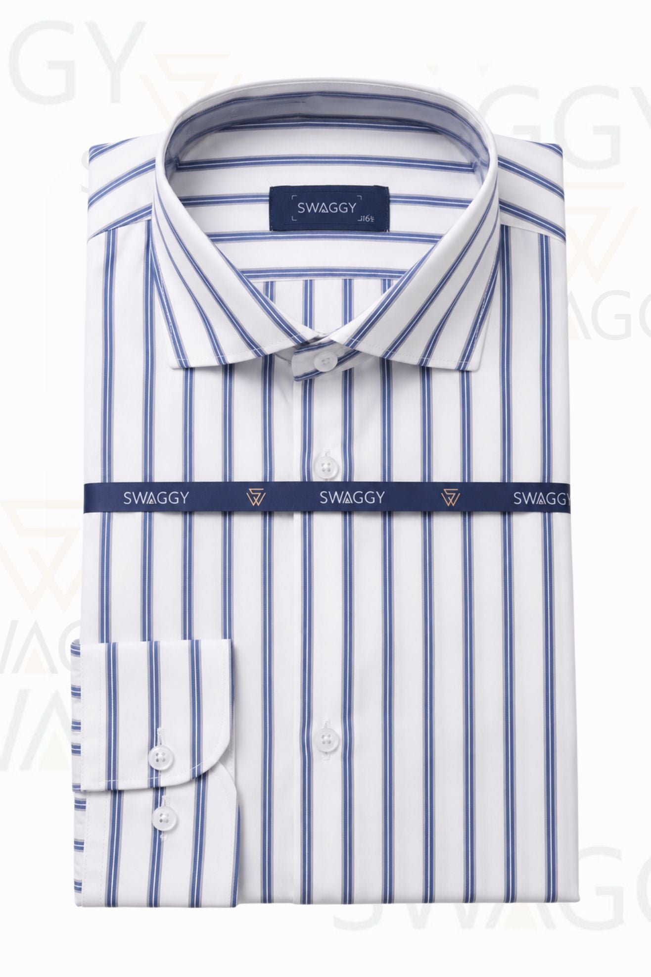 White & Blue Lining Dress Shirt