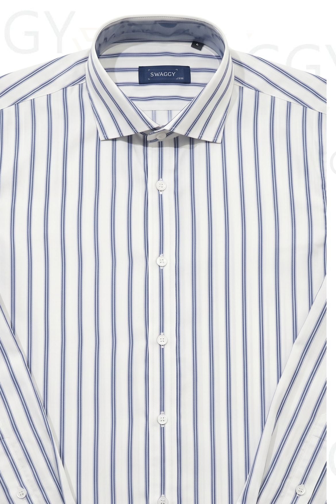 White & Blue Lining Dress Shirt