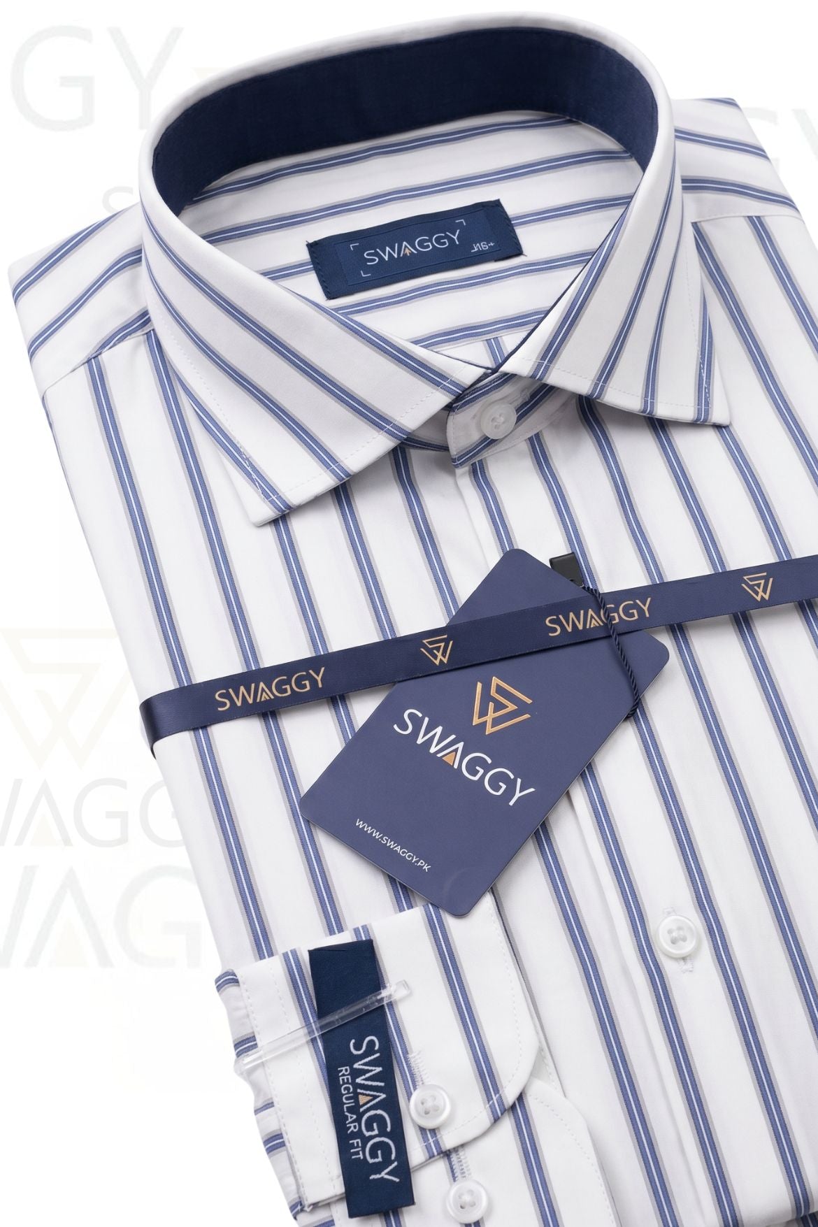 White & Blue Lining Dress Shirt
