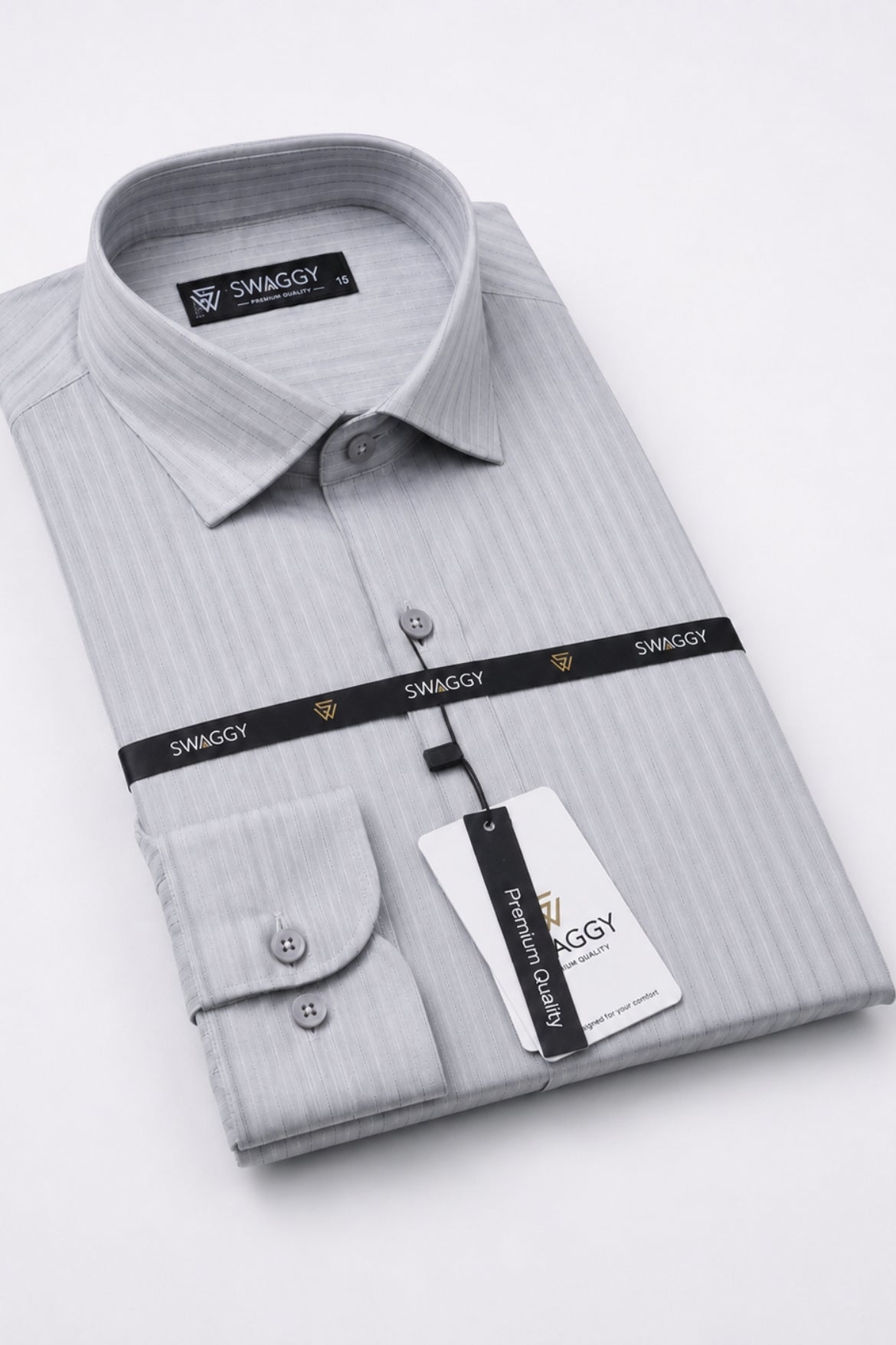 Grey Striped Dress Shirt