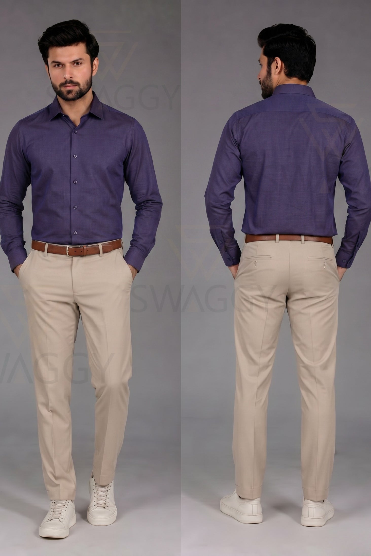 Brinjal Plain Dress Shirt