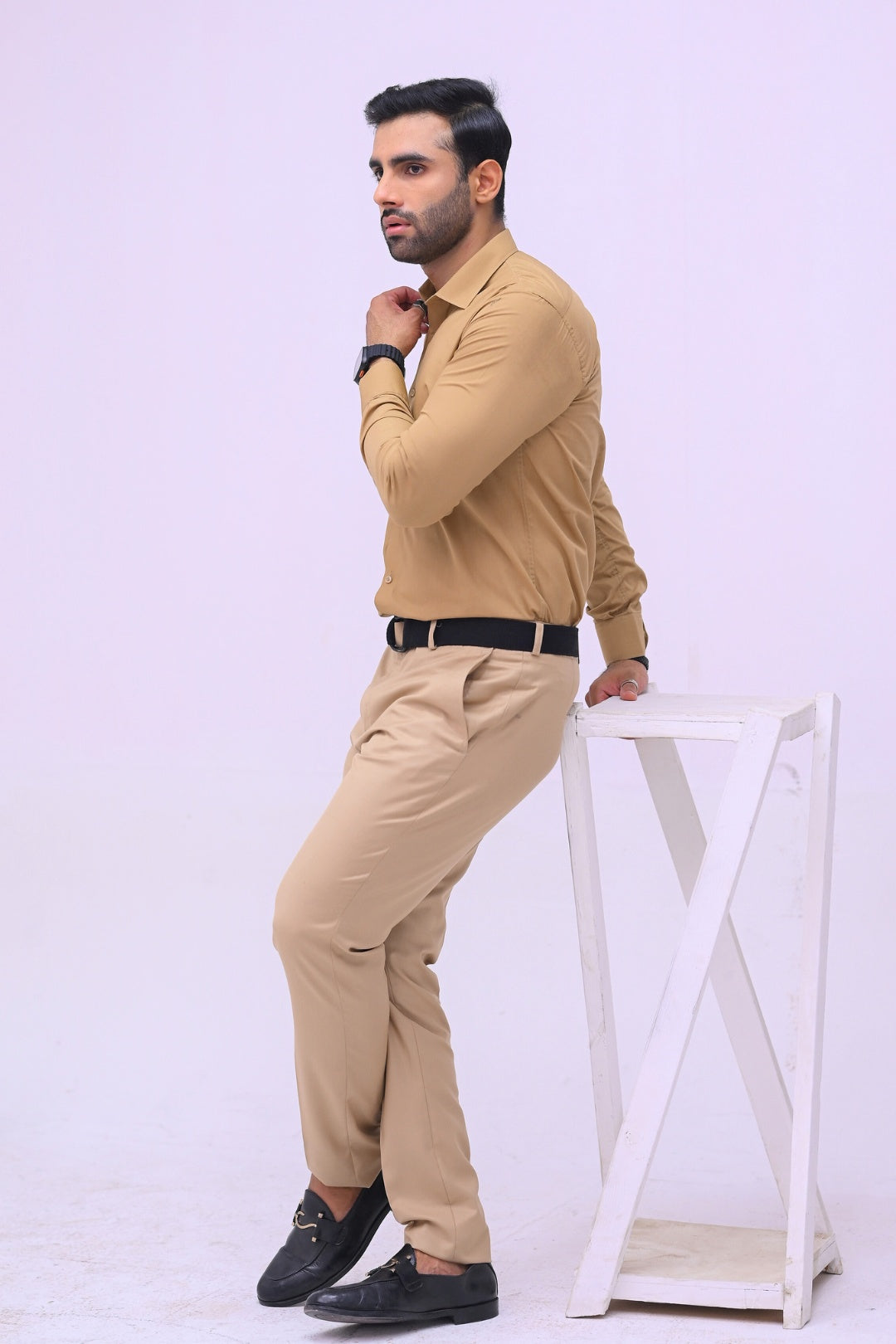 Camel Brown Plain Formal Shirt