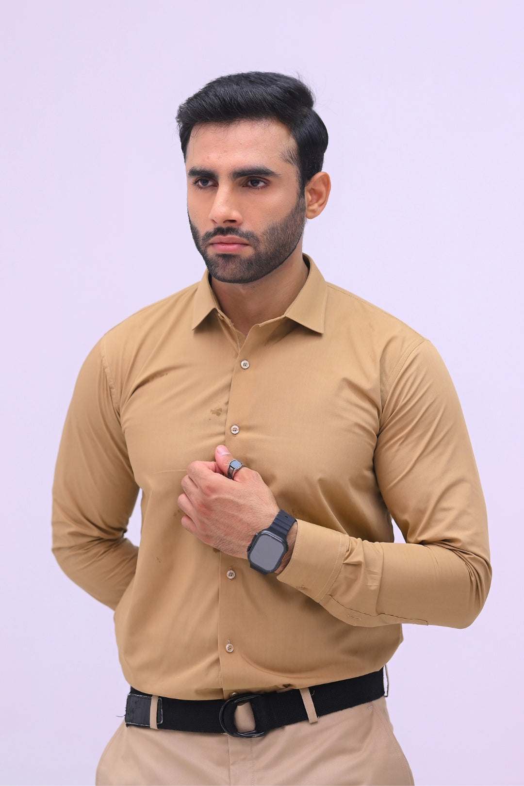 Camel Brown Plain Formal Shirt