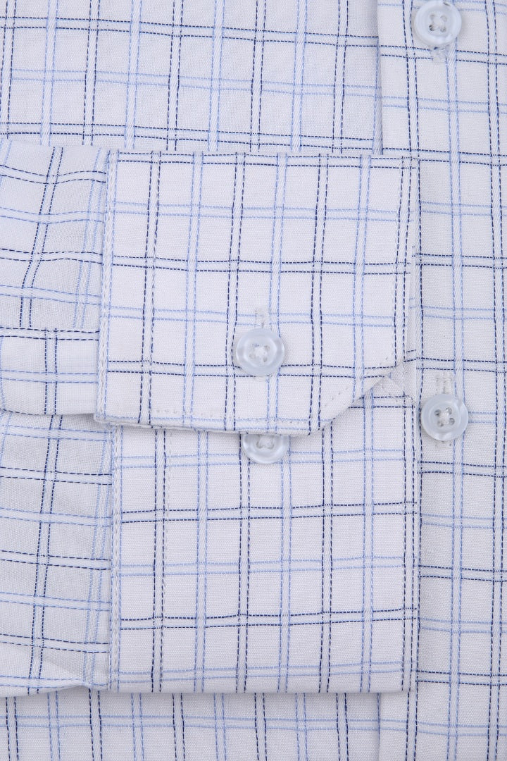 White Grid Mens Dress Shirt