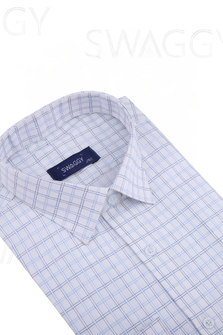 White Grid Mens Dress Shirt