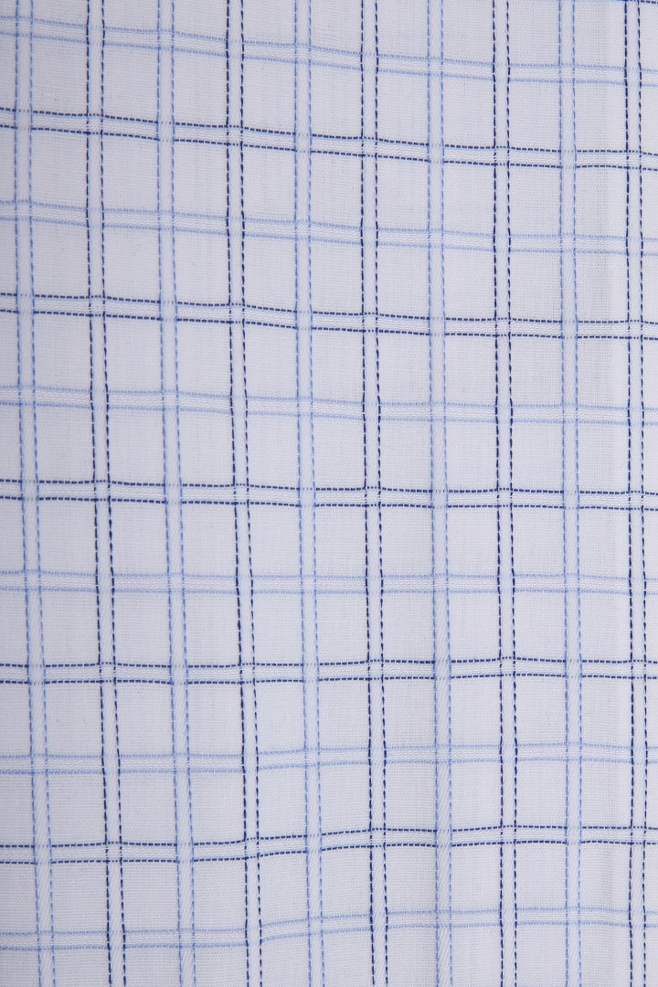 White Grid Mens Dress Shirt