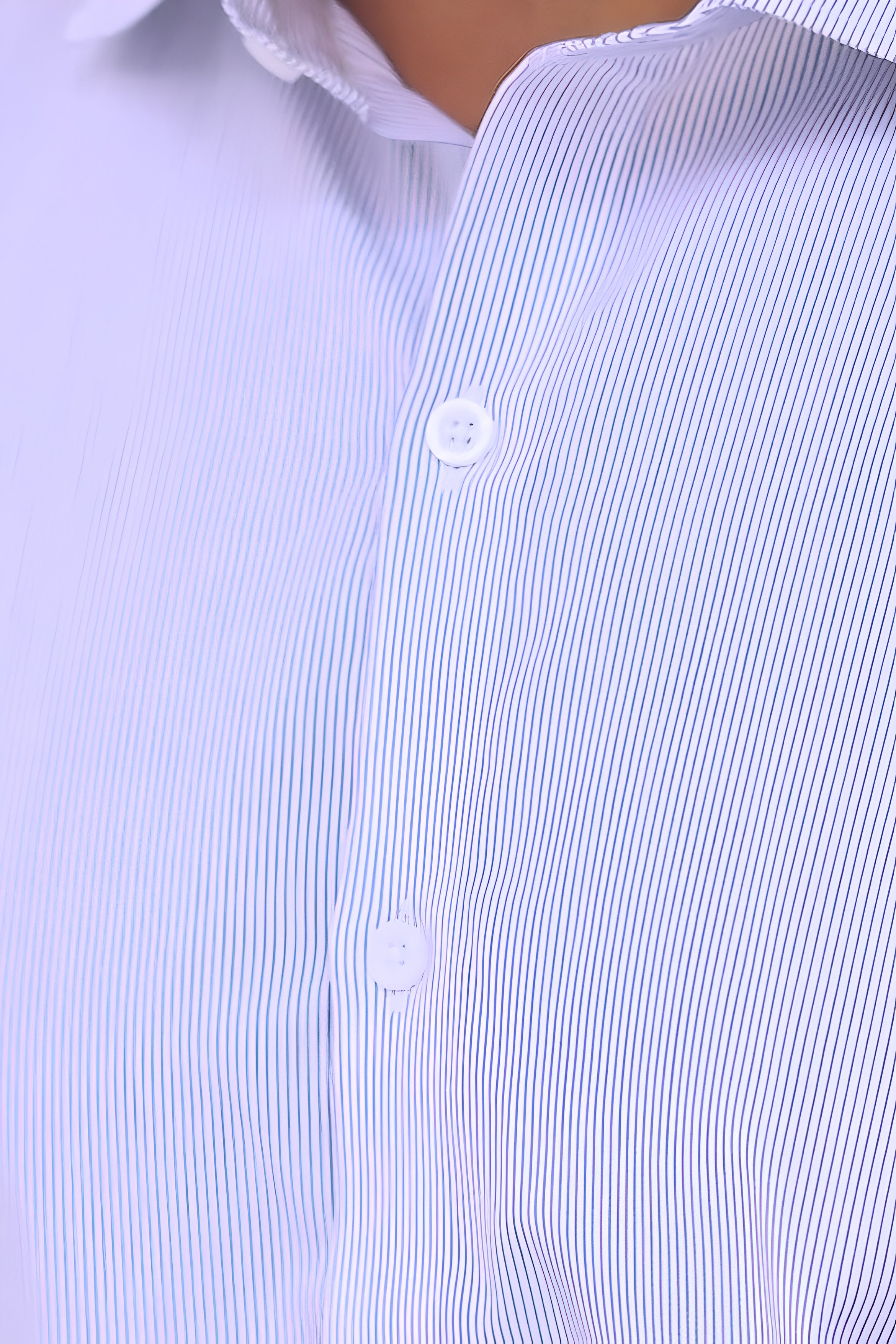 Blue Slim Striped Dress Shirt